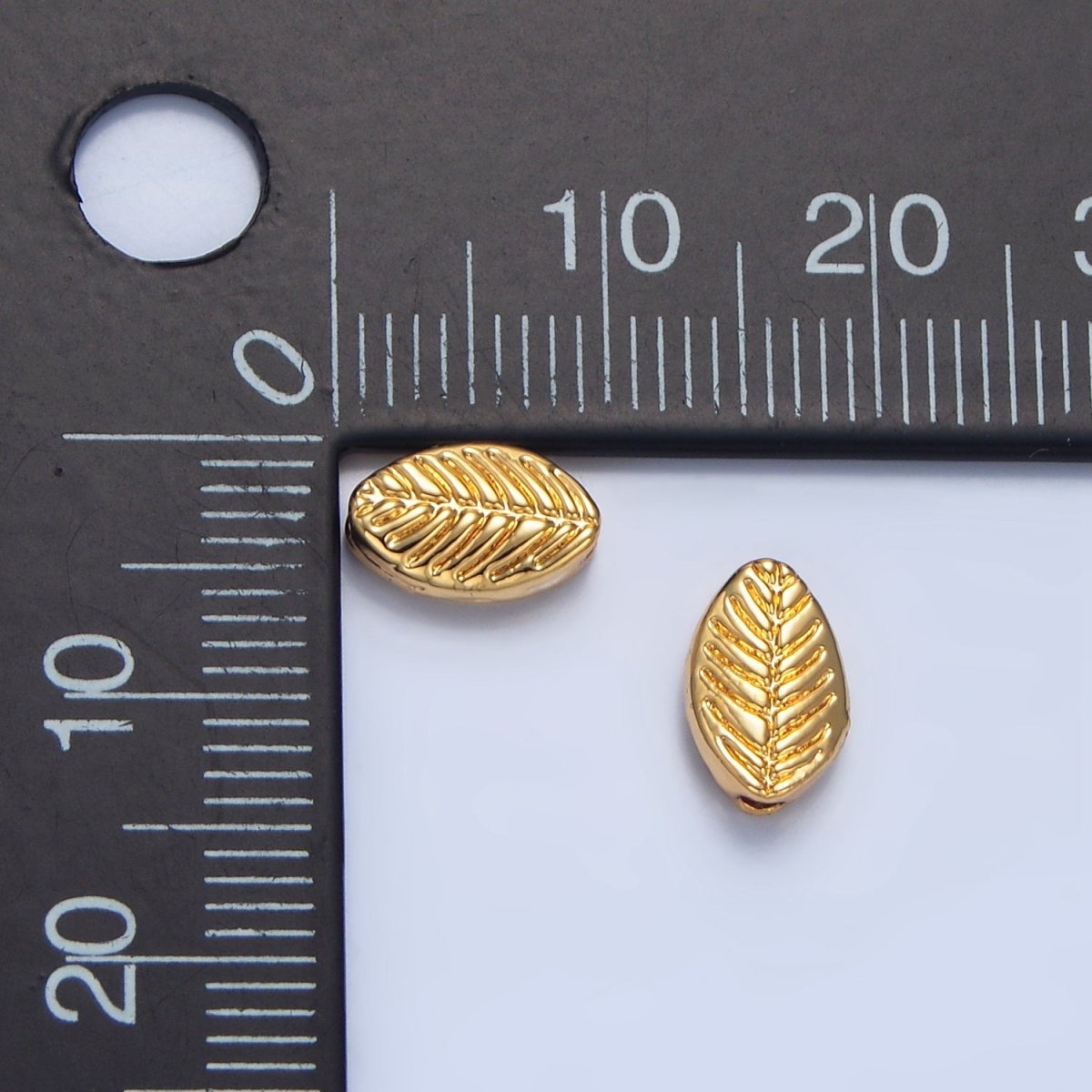 24K Gold Filled 6mm Natural Leaf Spacer Bead | B252 - DLUXCA