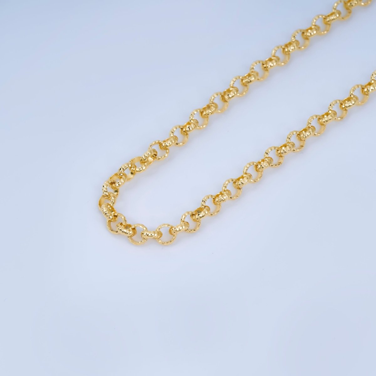 24K Gold Filled 6mm Textured Cable Unfinished Chain by Yard | Roll - 1740 - DLUXCA