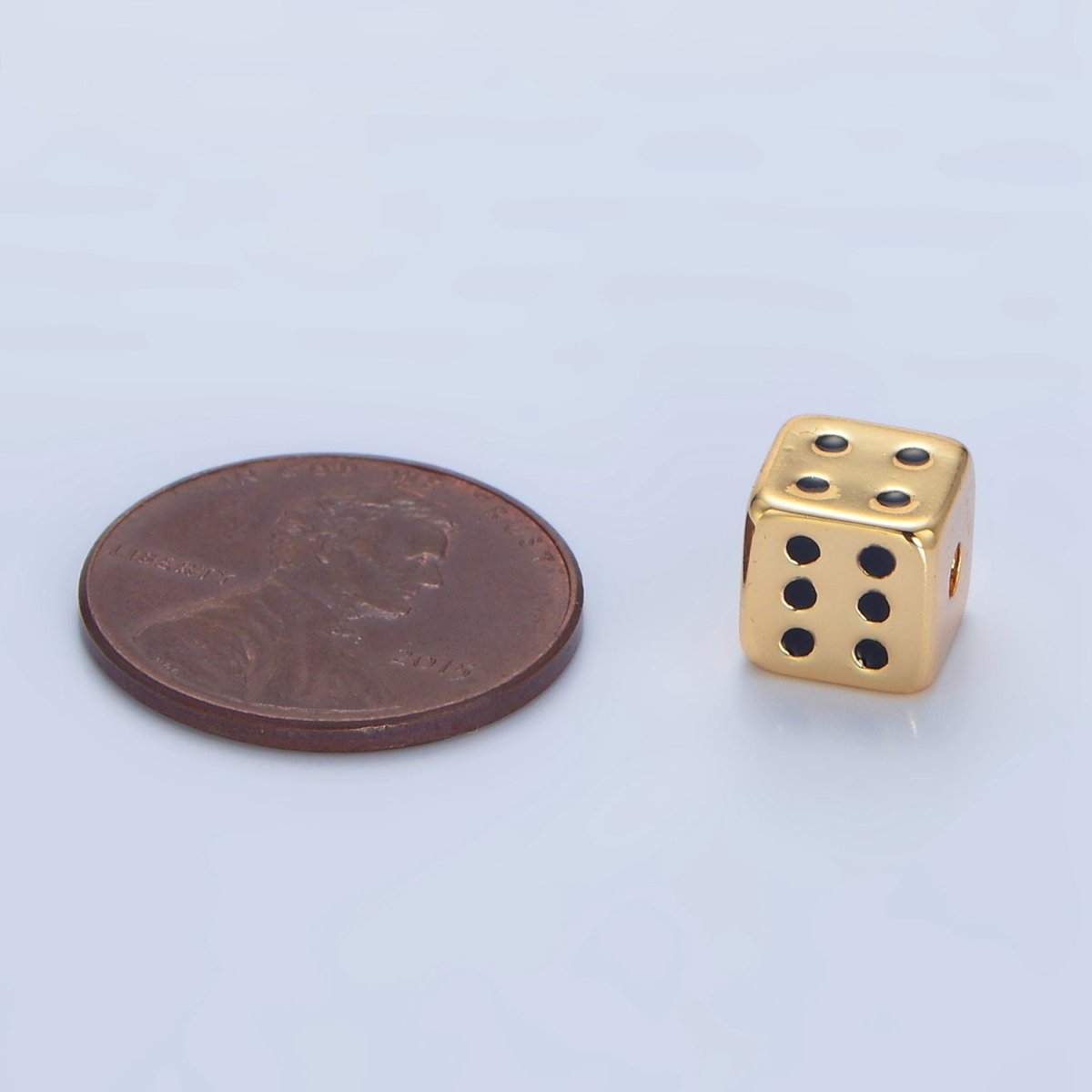 24K Gold Filled 7.5mm Lucky Dice Enamel Bead | B903 - DLUXCA