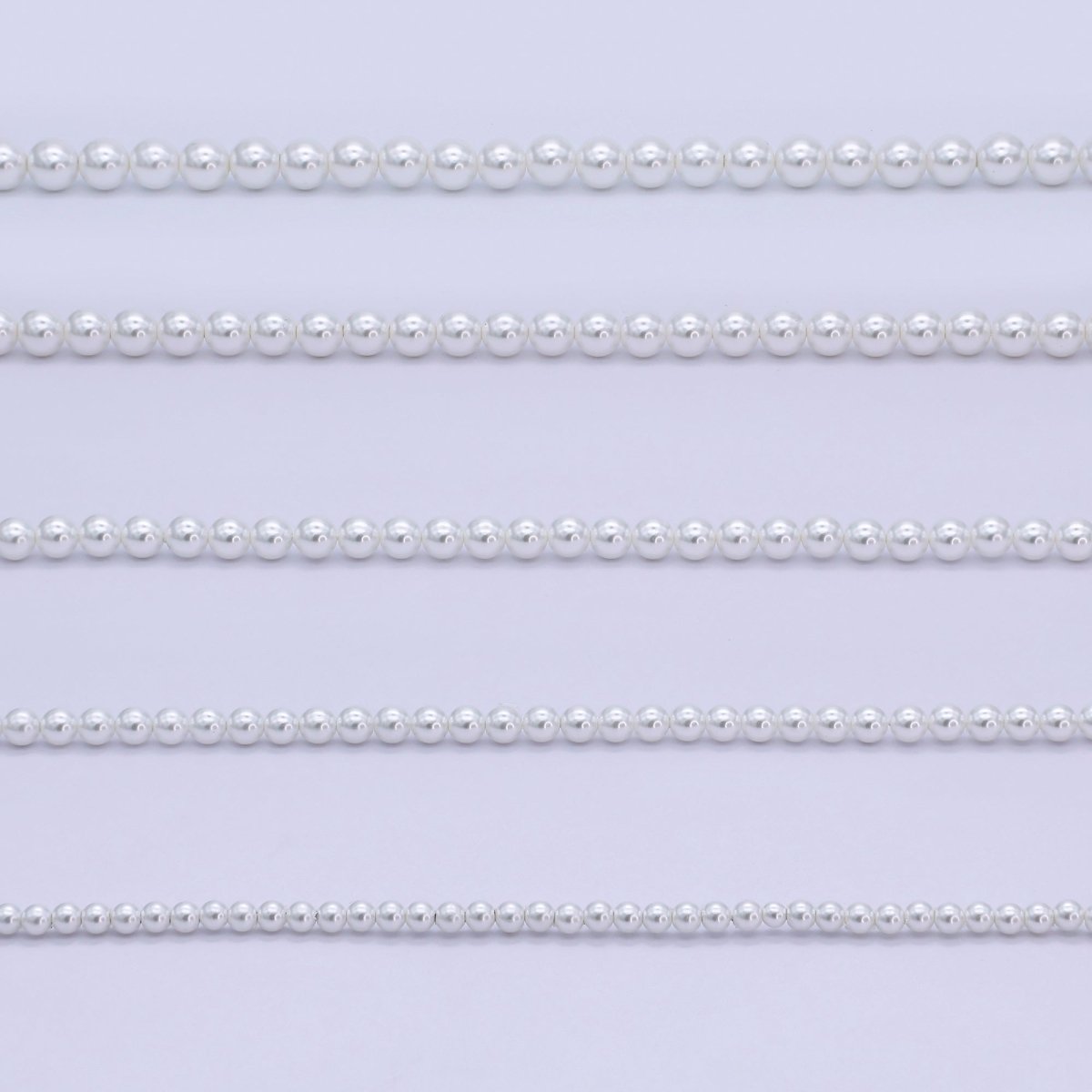 24K Gold Filled 7mm, 6mm, 5mm, 4mm, 3mm White Round Shell Pearl 17 Inch Necklace | WA - 2765 ~ WA - 2769 - DLUXCA