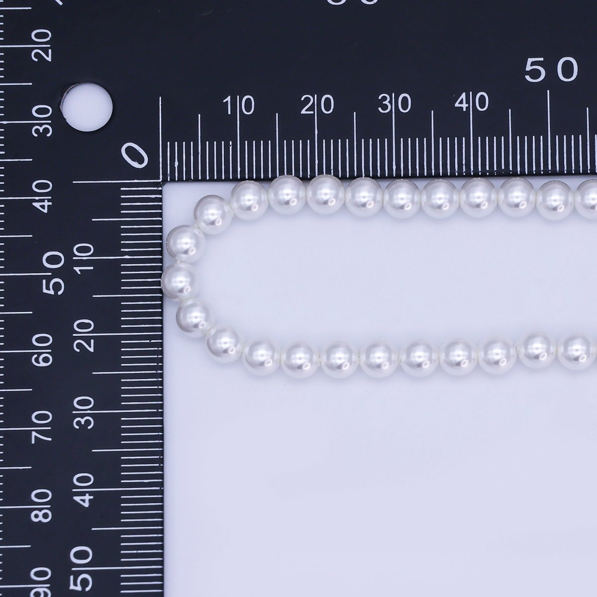 24K Gold Filled 7mm, 6mm, 5mm, 4mm, 3mm White Round Shell Pearl 17 Inch Necklace | WA - 2765 ~ WA - 2769 - DLUXCA