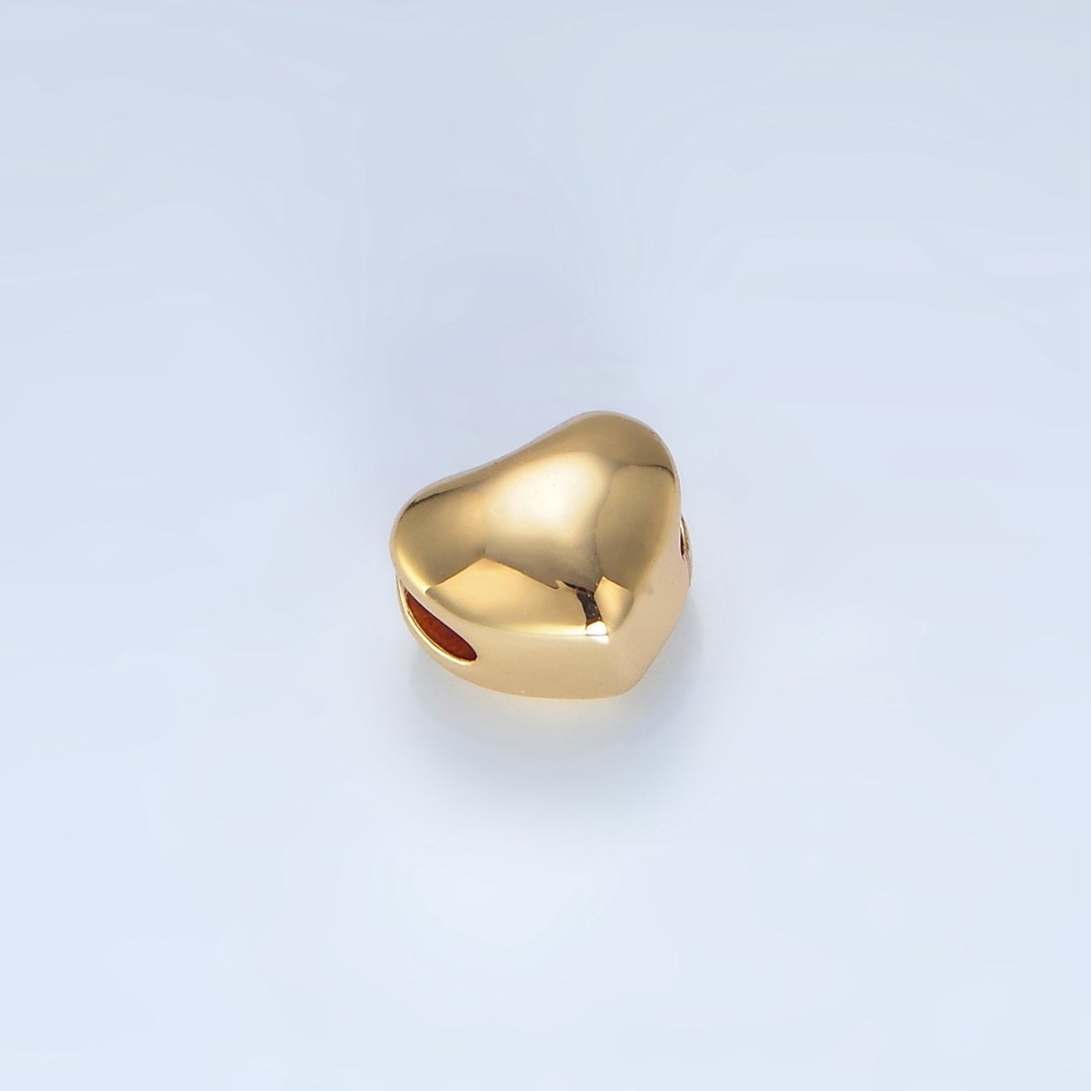 24K Gold Filled 7mm Chubby Heart Minimalist Bead in Gold & Silver | B034 - DLUXCA