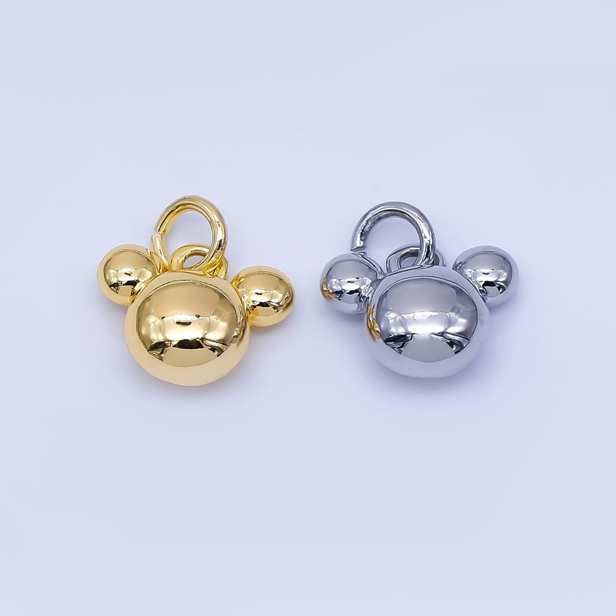 24K Gold Filled 7mm Chubby Mouse Ears Animal Charm in Gold & Silver | AF1583 - DLUXCA