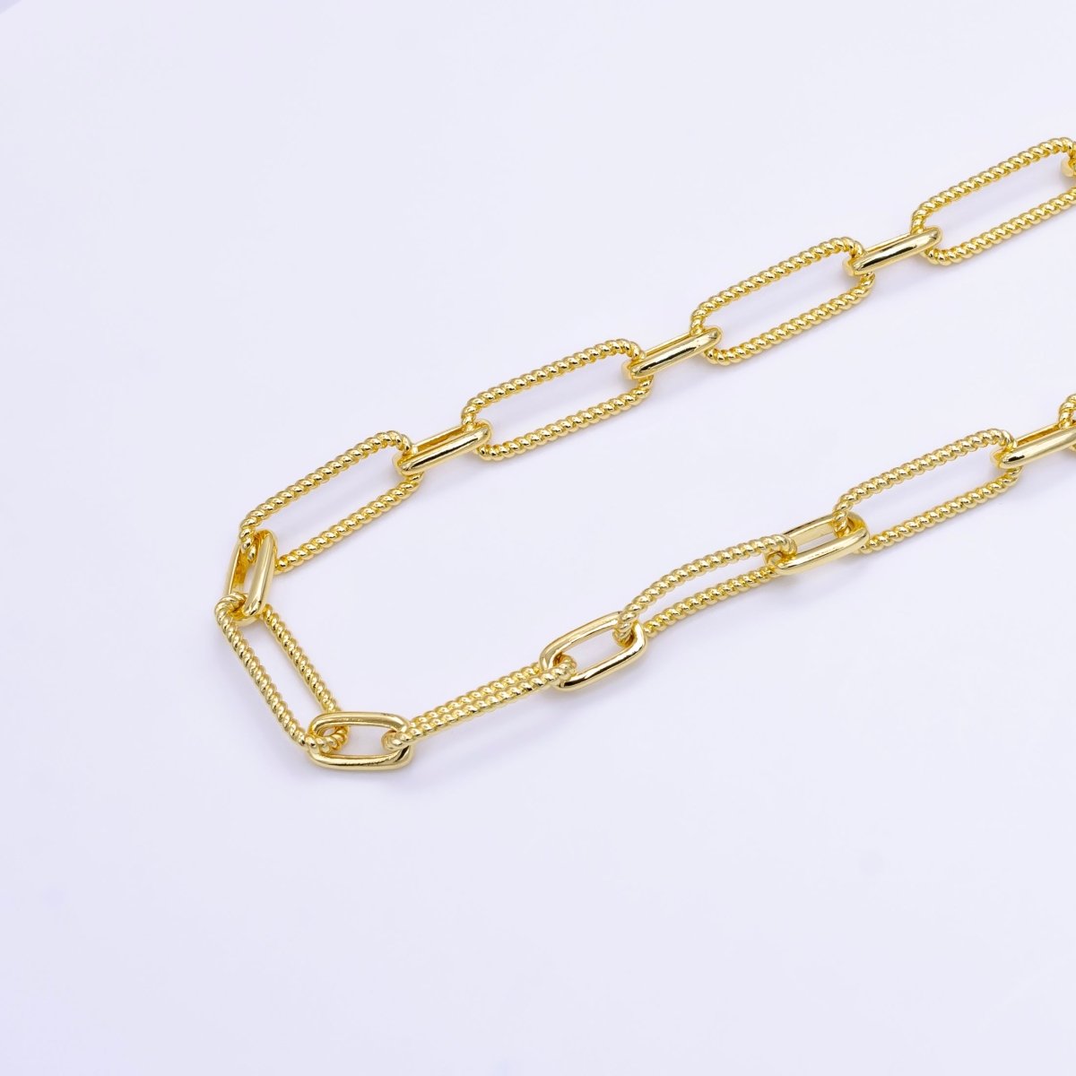 24K Gold Filled 7mm Croissant Paperclip Unfinished Chain by Yard | Roll-1513 - DLUXCA