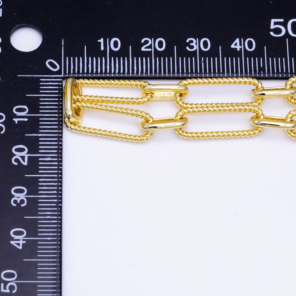 24K Gold Filled 7mm Croissant Paperclip Unfinished Chain by Yard | Roll-1513 - DLUXCA