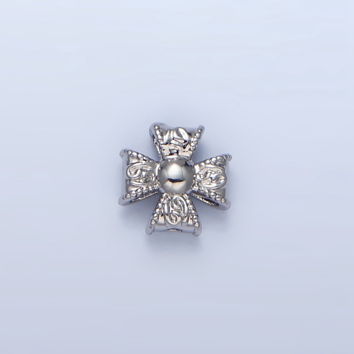 24K Gold Filled 7mm Geometric Molten Cross Pattée Religious Bead in Gold & Silver | B039 - DLUXCA