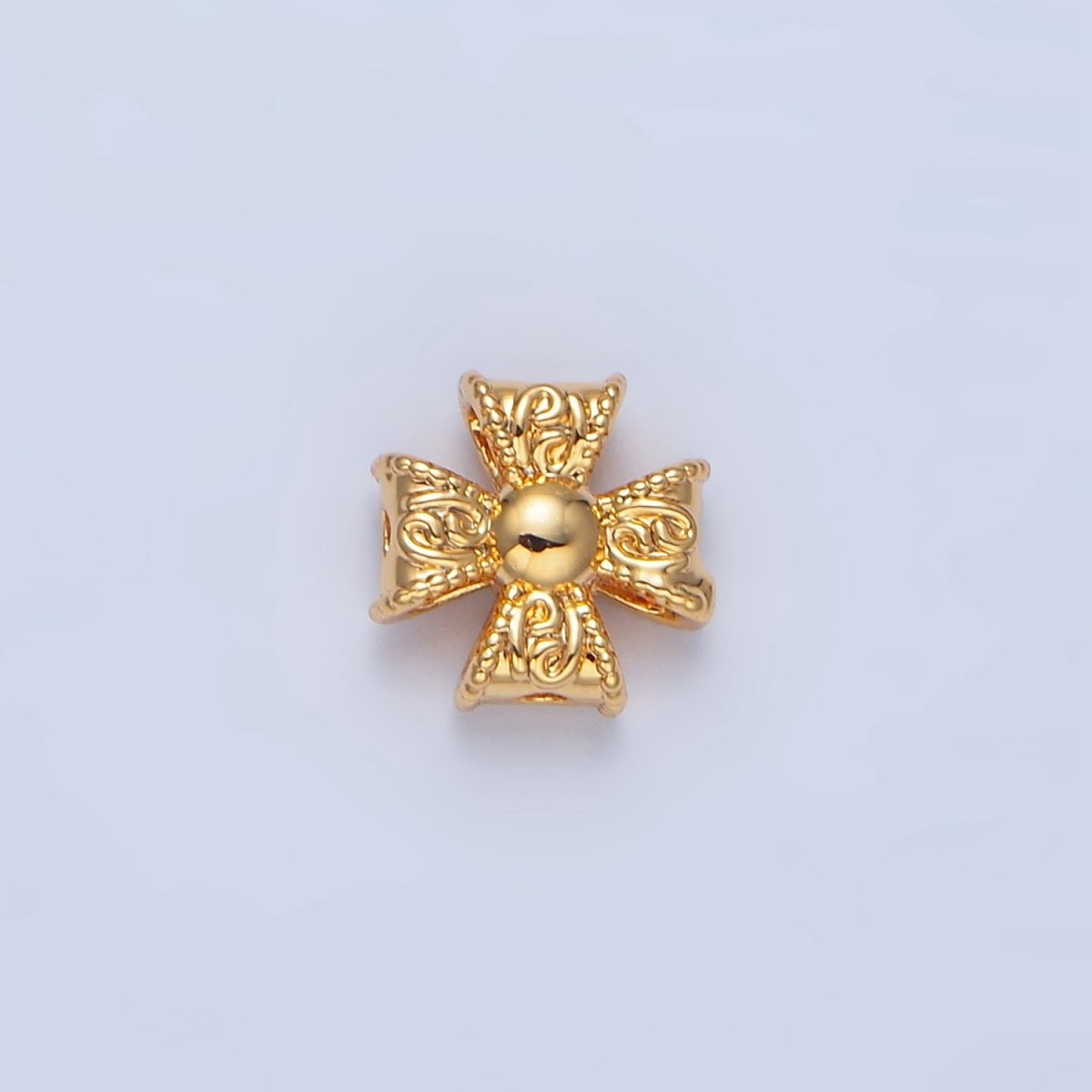 24K Gold Filled 7mm Geometric Molten Cross Pattée Religious Bead in Gold & Silver | B039 - DLUXCA