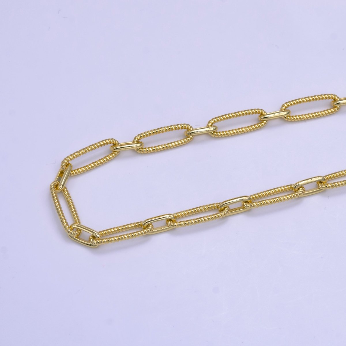 24K Gold Filled 7mm Twisted Paperclip Unfinished Chain by Yard | Roll-1515 - DLUXCA
