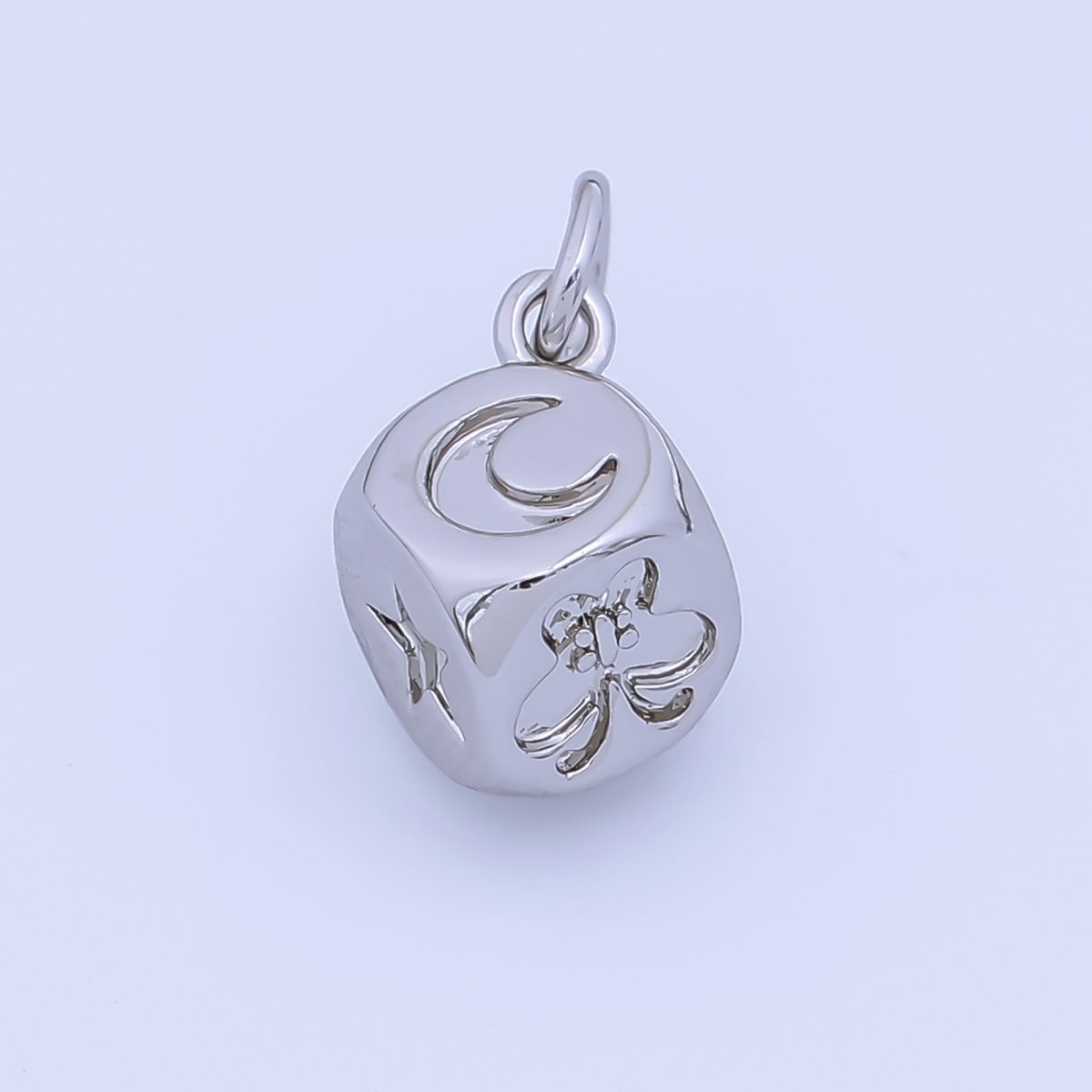 24K Gold Filled 8mm Celestial Moon Star Butterfly Dice Multidimensional 3D Charm in Gold & Silver | AJ471 - DLUXCA