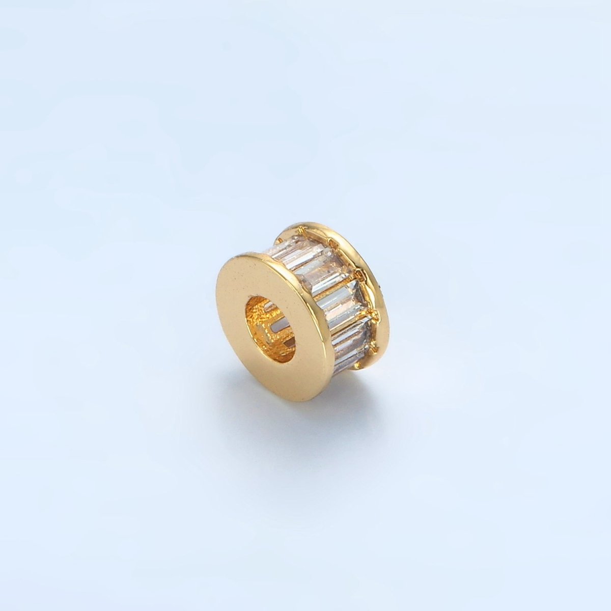 24K Gold Filled 8mm Clear Baguette CZ Rhondelle Spacer Bead | B131 - DLUXCA