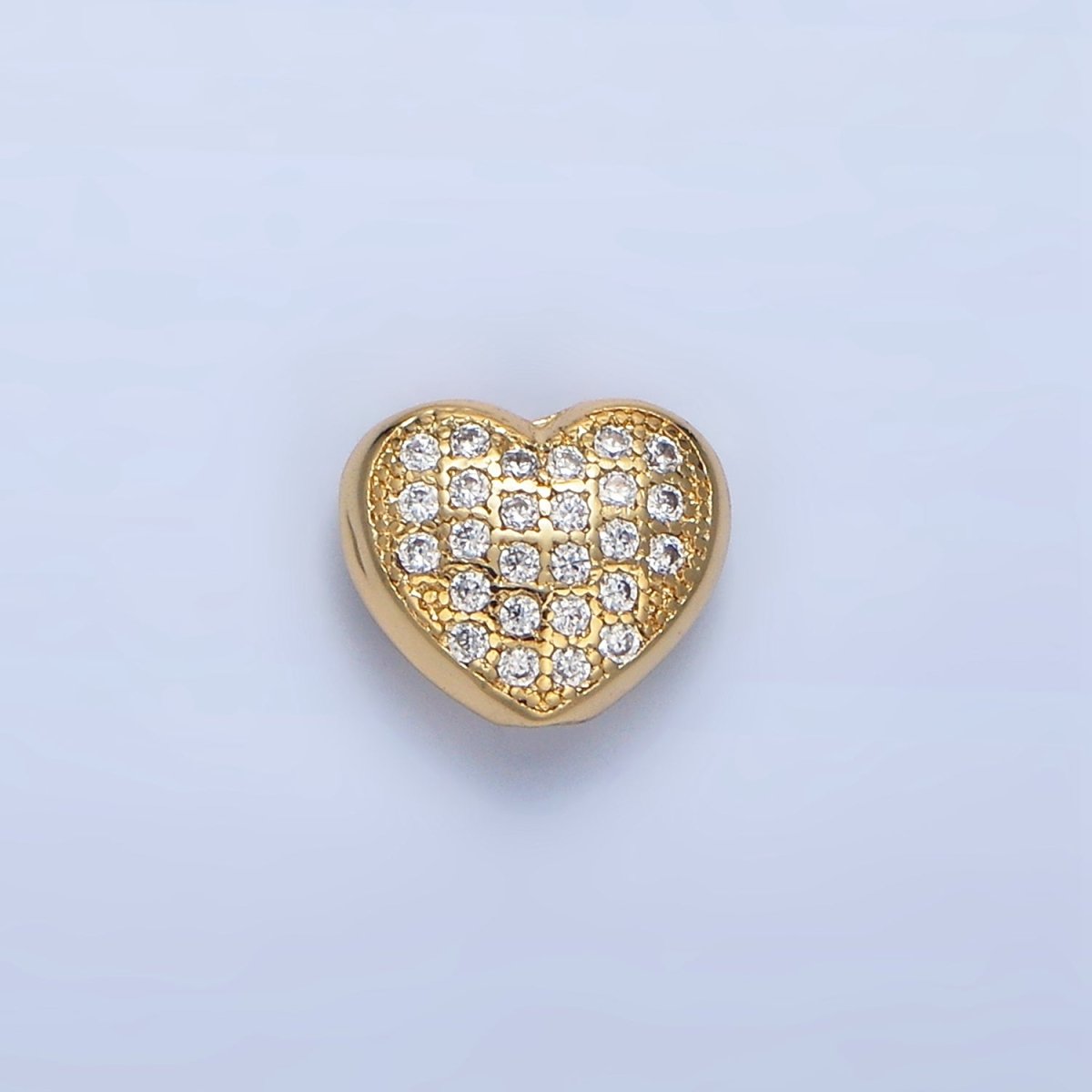 24K Gold Filled 8mm Clear Micro Paved CZ Heart Bead | B563 - DLUXCA