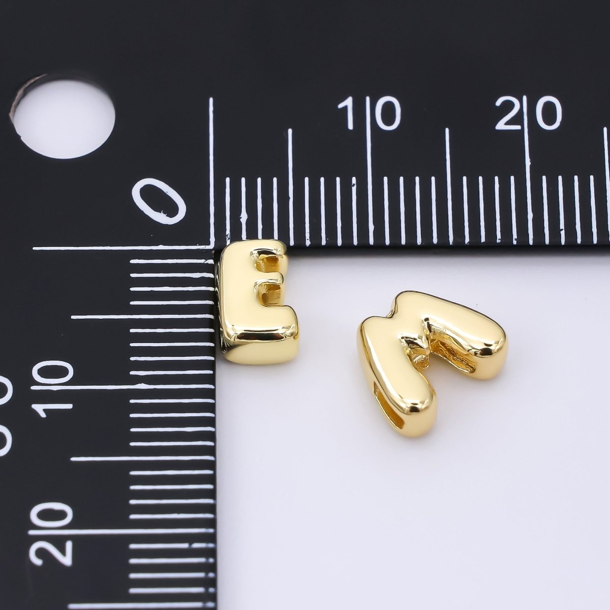 24K Gold Filled 8mm Initial Letter Alphabet Chubby Spacer Bead | AF027 - AF039 - DLUXCA
