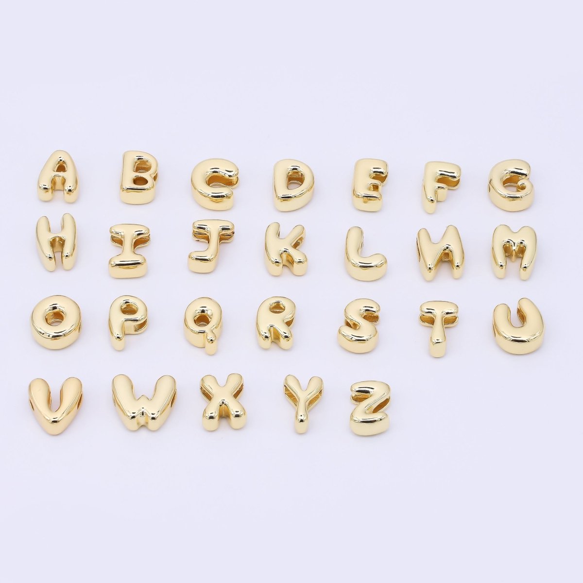 24K Gold Filled 8mm Initial Letter Alphabet Chubby Spacer Bead | AF027 - AF039 - DLUXCA
