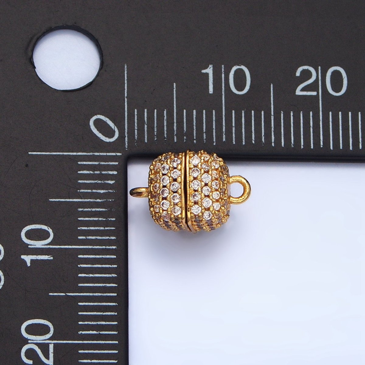 24K Gold Filled 8mm Micro Paved CZ Magnetic Closure Findings in Gold & Silver | Z895 - DLUXCA