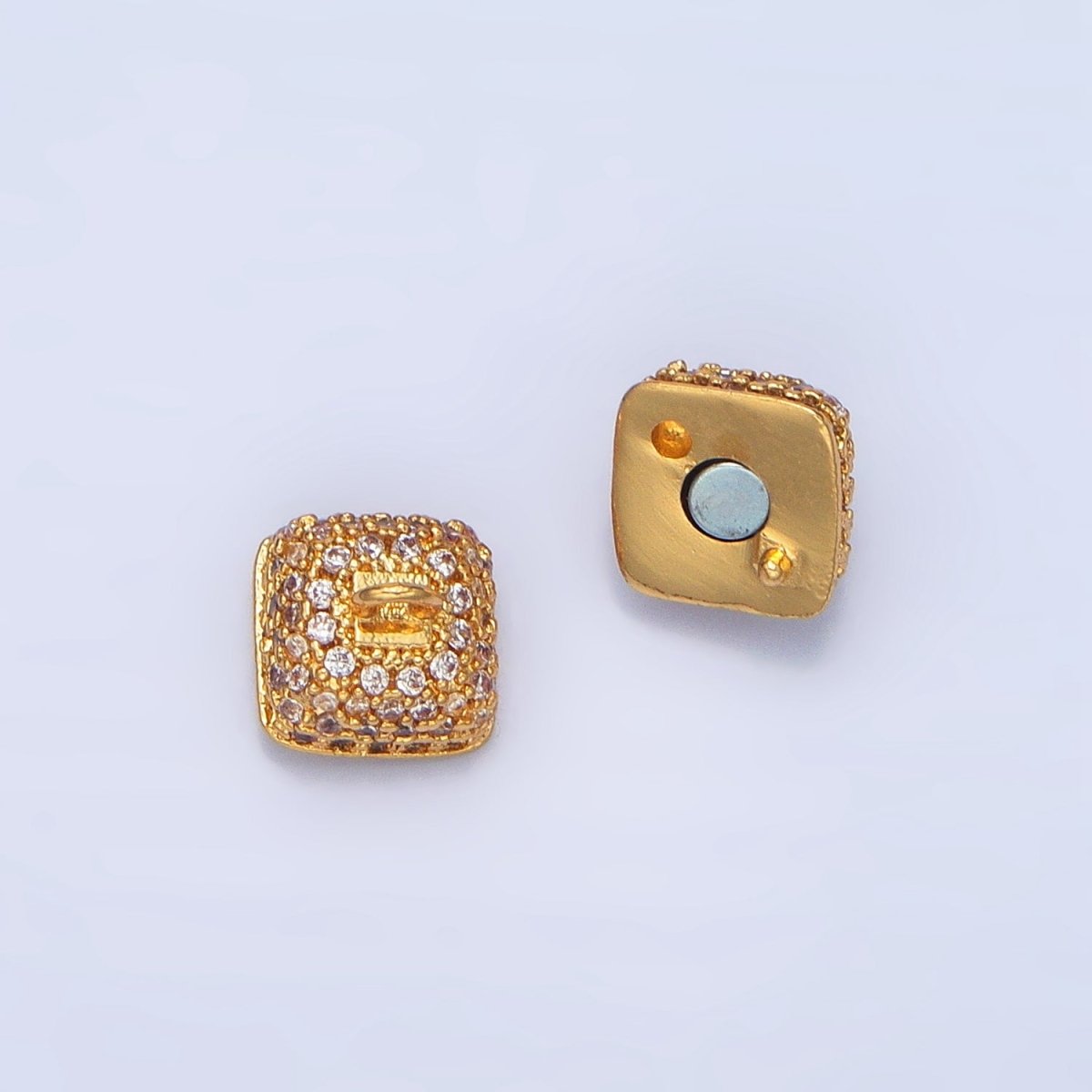 24K Gold Filled 8mm Micro Paved CZ Magnetic Closure Findings in Gold & Silver | Z895 - DLUXCA