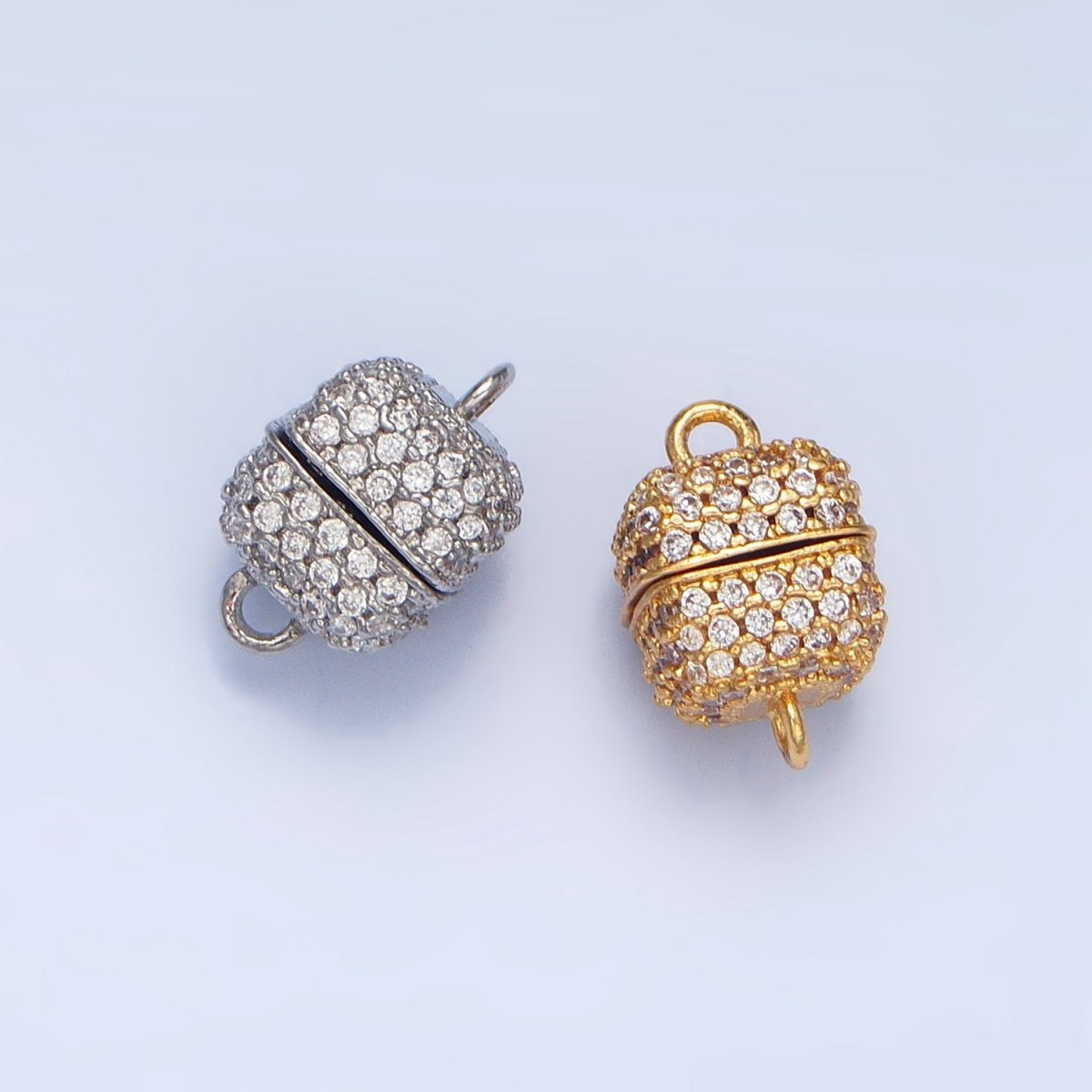 24K Gold Filled 8mm Micro Paved CZ Magnetic Closure Findings in Gold & Silver | Z895 - DLUXCA