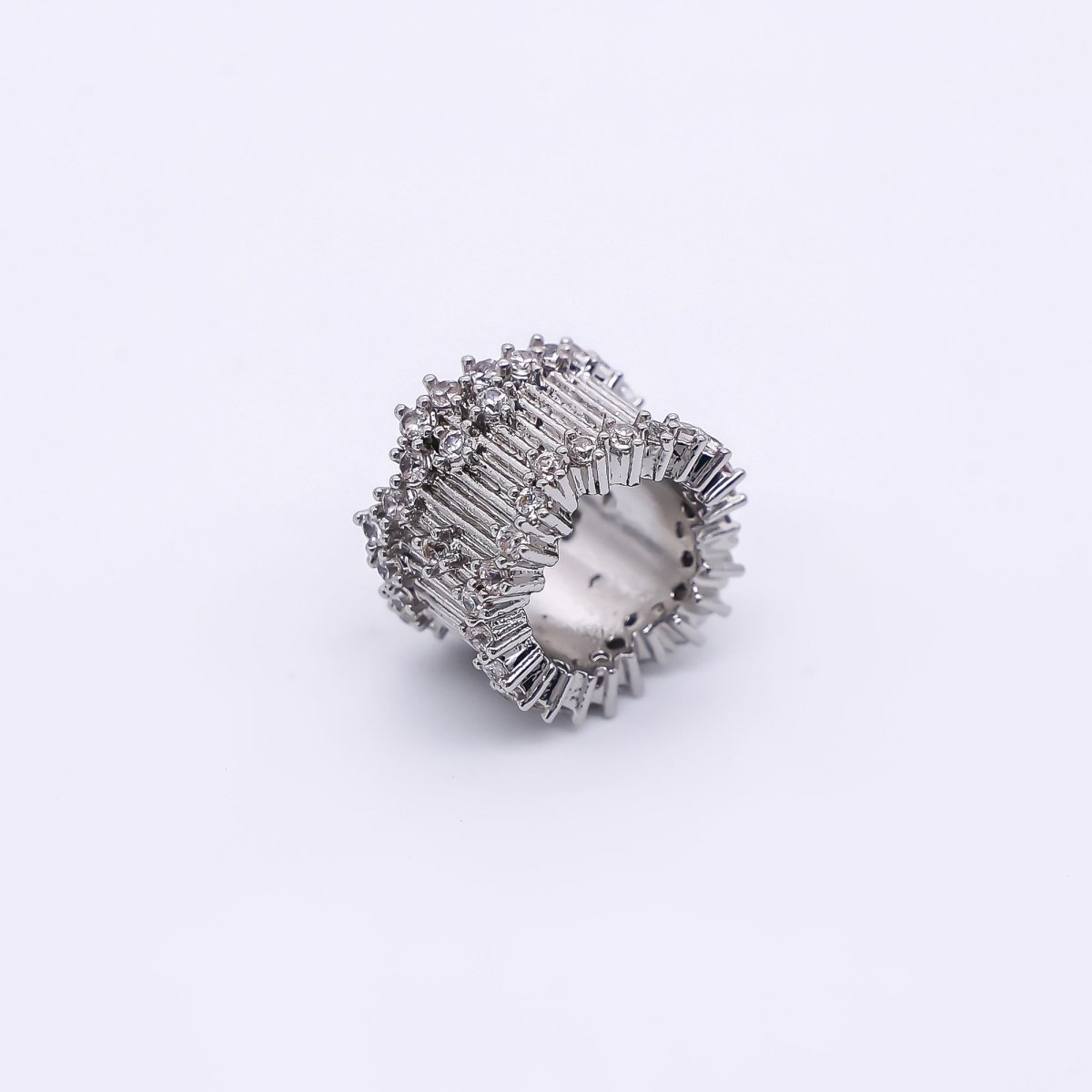 24K Gold Filled 8mm Micro Paved CZ Stellar Barrel Bead Spacer in Gold & Silver | B480 - DLUXCA