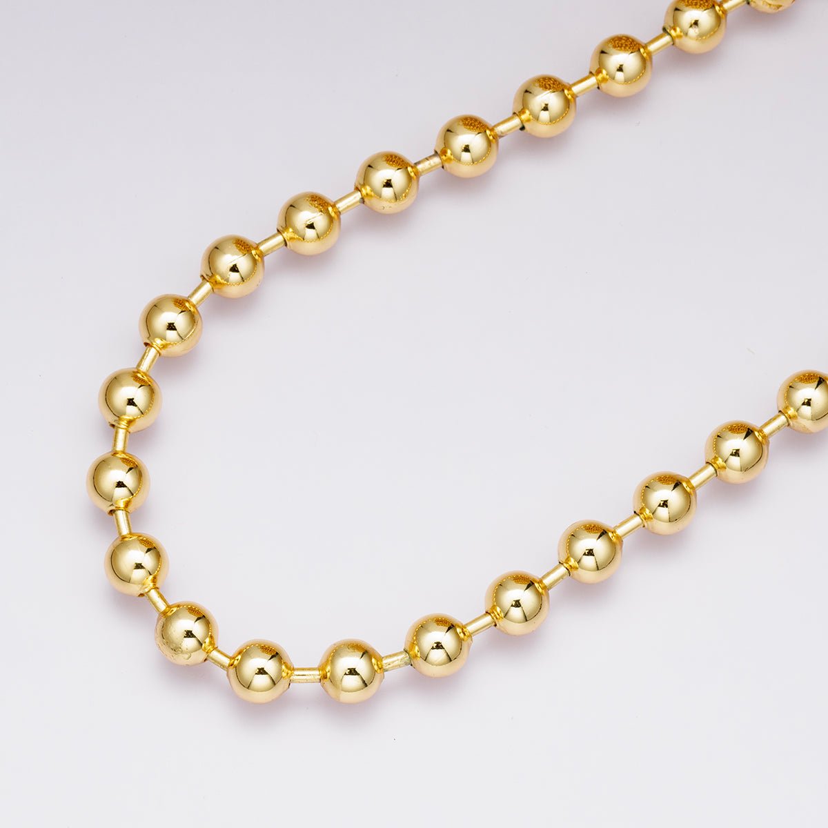 24K Gold Filled 8mm Round Ball Bead Unfinished Chain by Yard | Roll - 01860 - DLUXCA