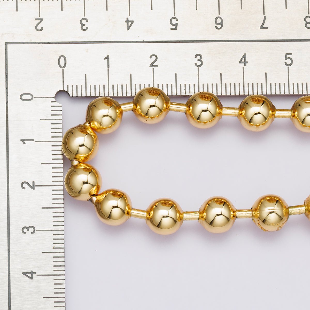 24K Gold Filled 8mm Round Ball Bead Unfinished Chain by Yard | Roll - 01860 - DLUXCA