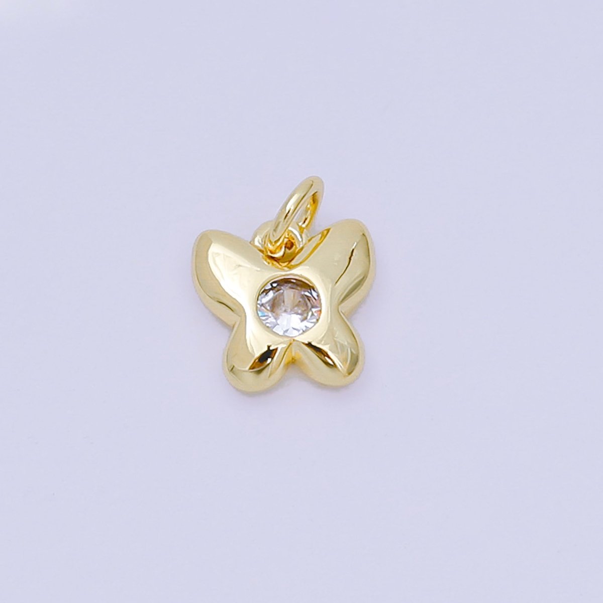 24K Gold Filled 8mm Round CZ Tiny Butterfly Mariposa Charm | M100 - DLUXCA