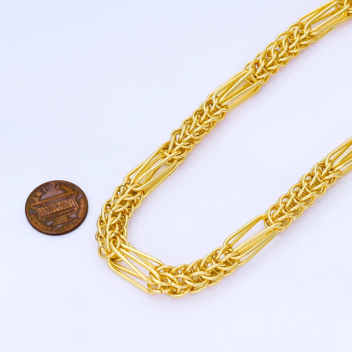 24K Gold Filled 8mm Thick Wheat Unfinished Chain by Yard | Roll - 1745 - DLUXCA