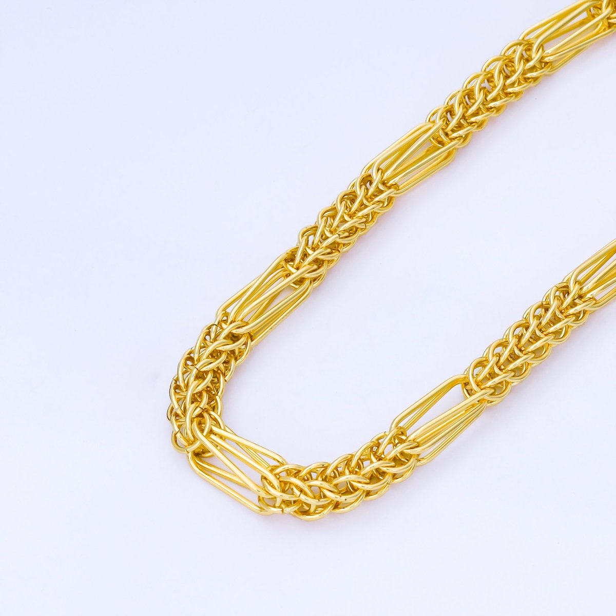 24K Gold Filled 8mm Thick Wheat Unfinished Chain by Yard | Roll - 1745 - DLUXCA