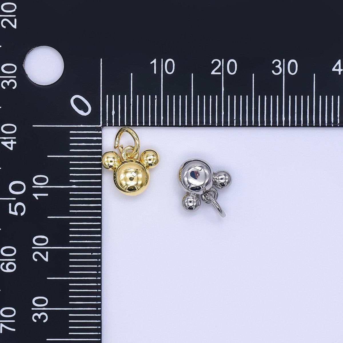 24K Gold Filled 8mm Tiny Mouse Twinkle Ears Animal Charm in Gold & Silver | AH - 580 - DLUXCA