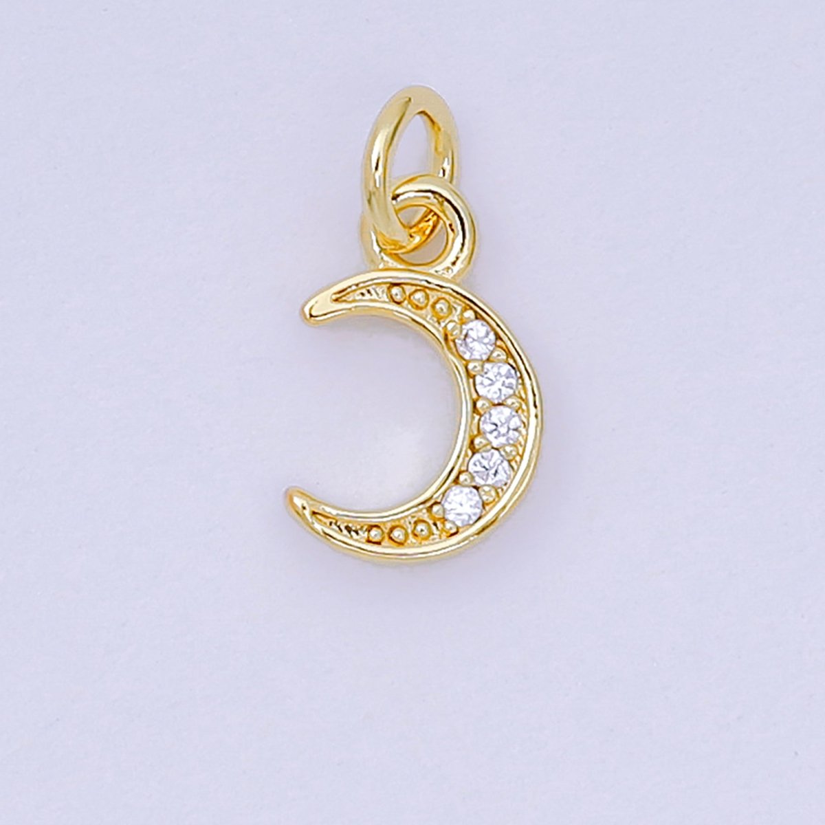 24K Gold Filled 9.5mm Micro Paved CZ Crescent Moonlight Charm | D - 103 - DLUXCA