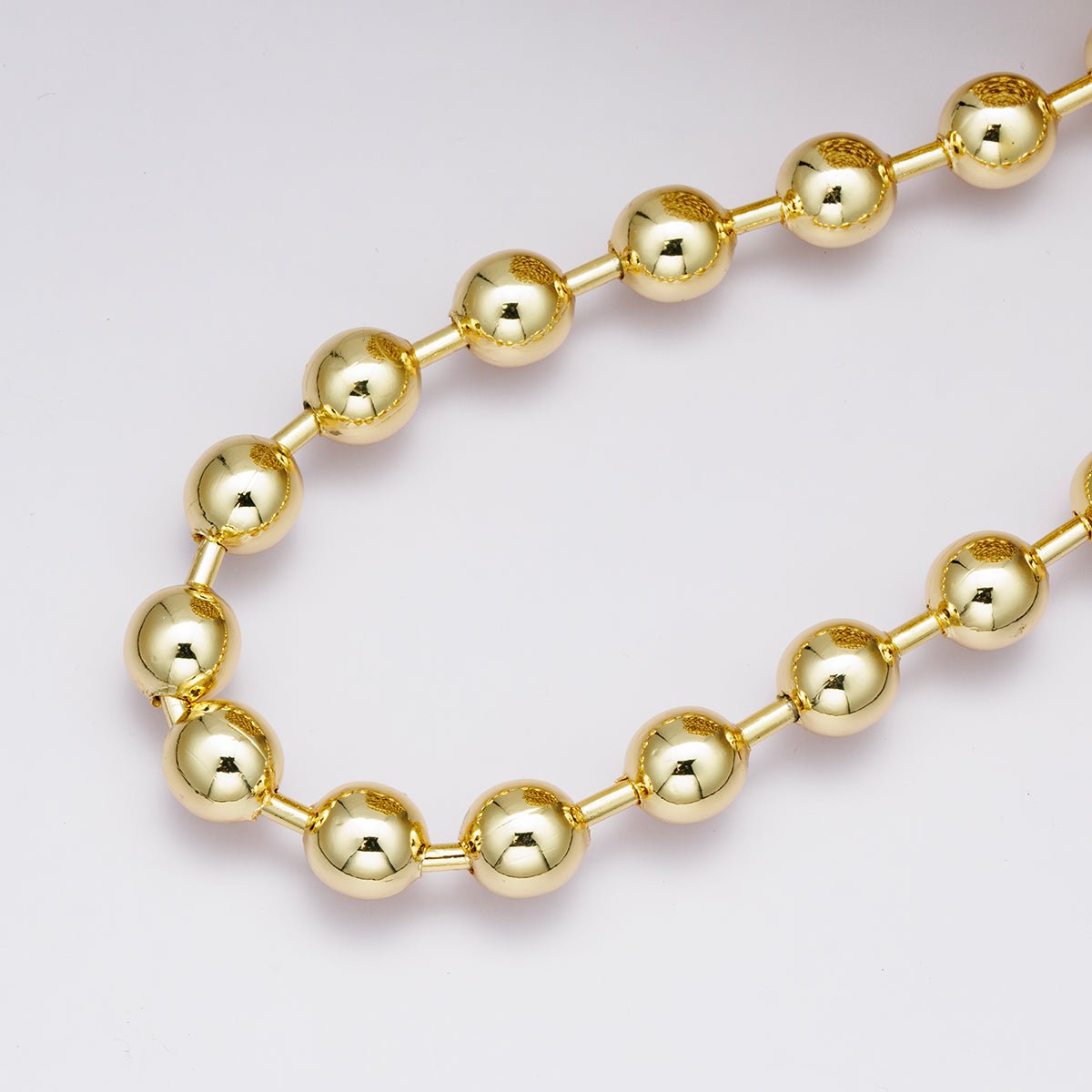 24K Gold Filled 9.5mm Round Ball Bead Unfinished Chain by Yard | Roll - 01859 - DLUXCA