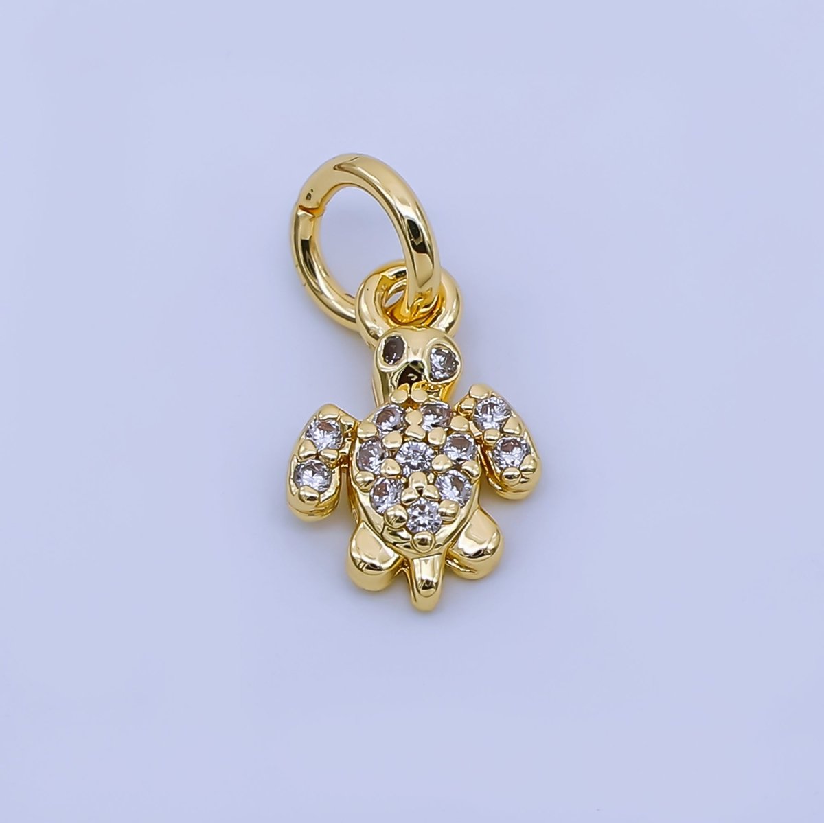 24K Gold Filled 9.6mm Clear CZ Micro Paved Tortoise Turtle Charm | AJ477 - DLUXCA