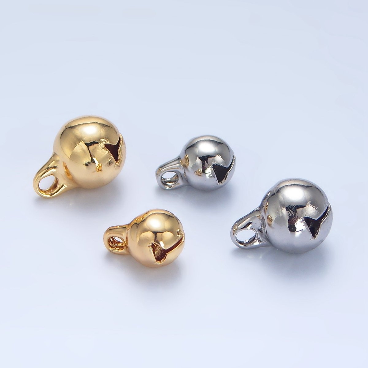 24K Gold Filled 9mm, 11mm Jingle Bell Minimalist Mini Charm in Gold & Silver | X884 X885 - DLUXCA