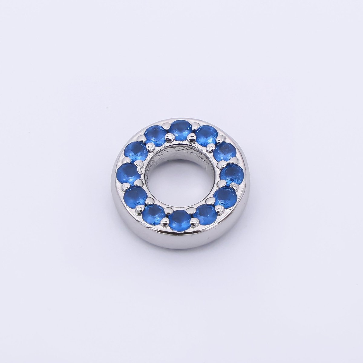 24K Gold Filled 9mm Birthstone Micro Paved CZ Open Round Bead in Gold & Silver | B592 - B815 - DLUXCA