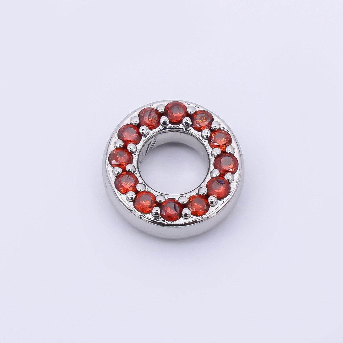 24K Gold Filled 9mm Birthstone Micro Paved CZ Open Round Bead in Gold & Silver | B592 - B815 - DLUXCA