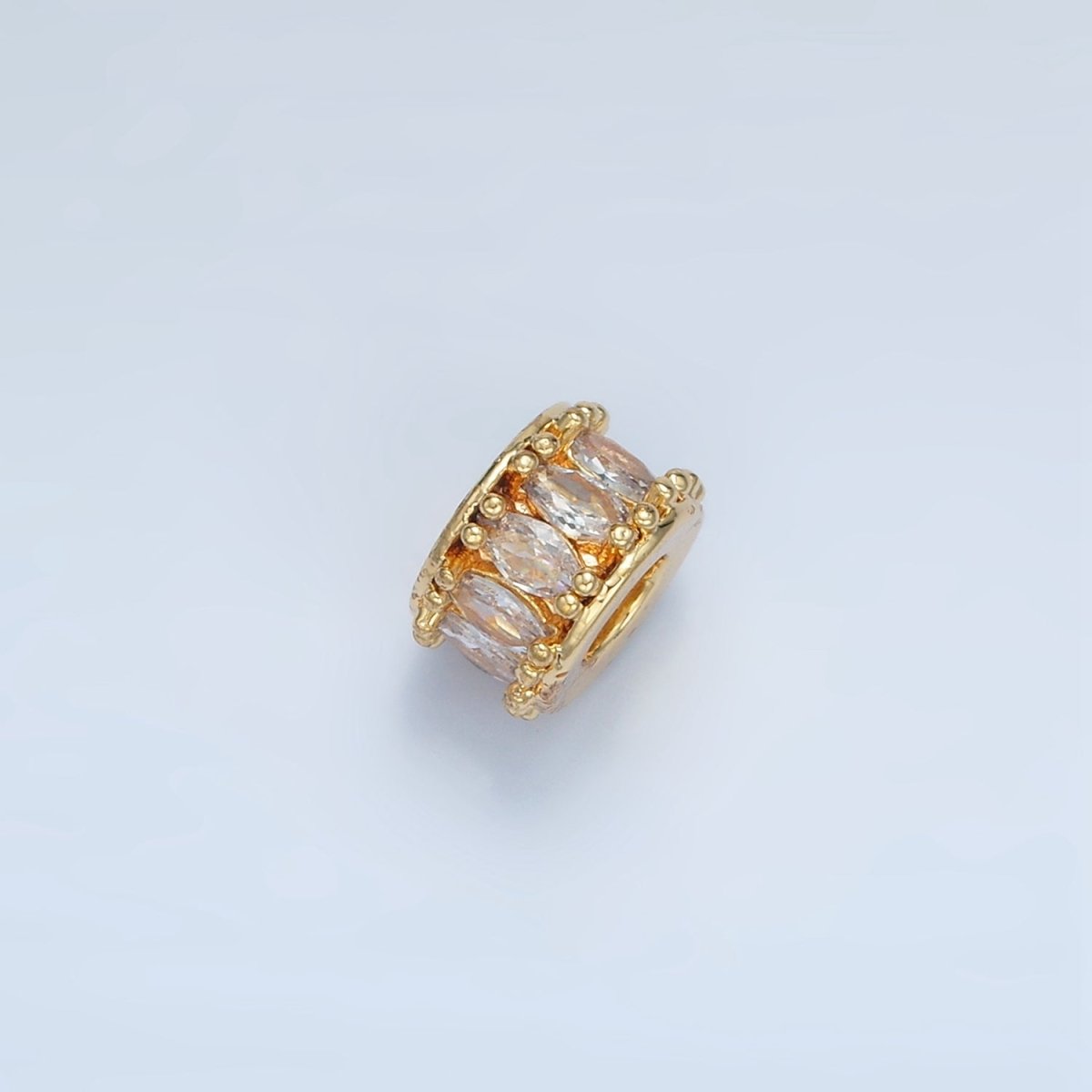 24K Gold Filled 9mm Clear Marquise CZ Lined Rhondelle Bead | B905 - DLUXCA