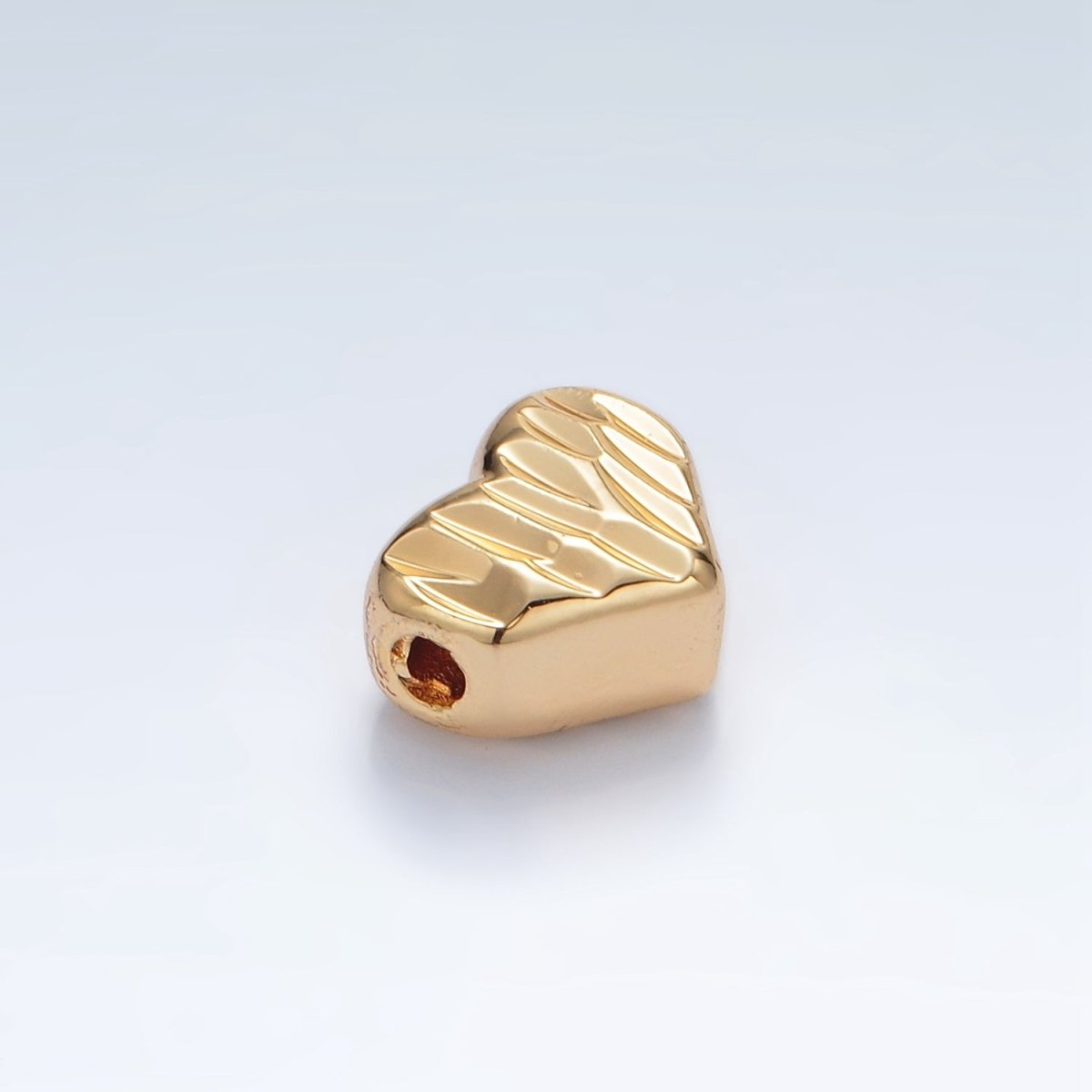 24K Gold Filled 9mm Dented Heart Bead in Gold & Silver | B353 - DLUXCA