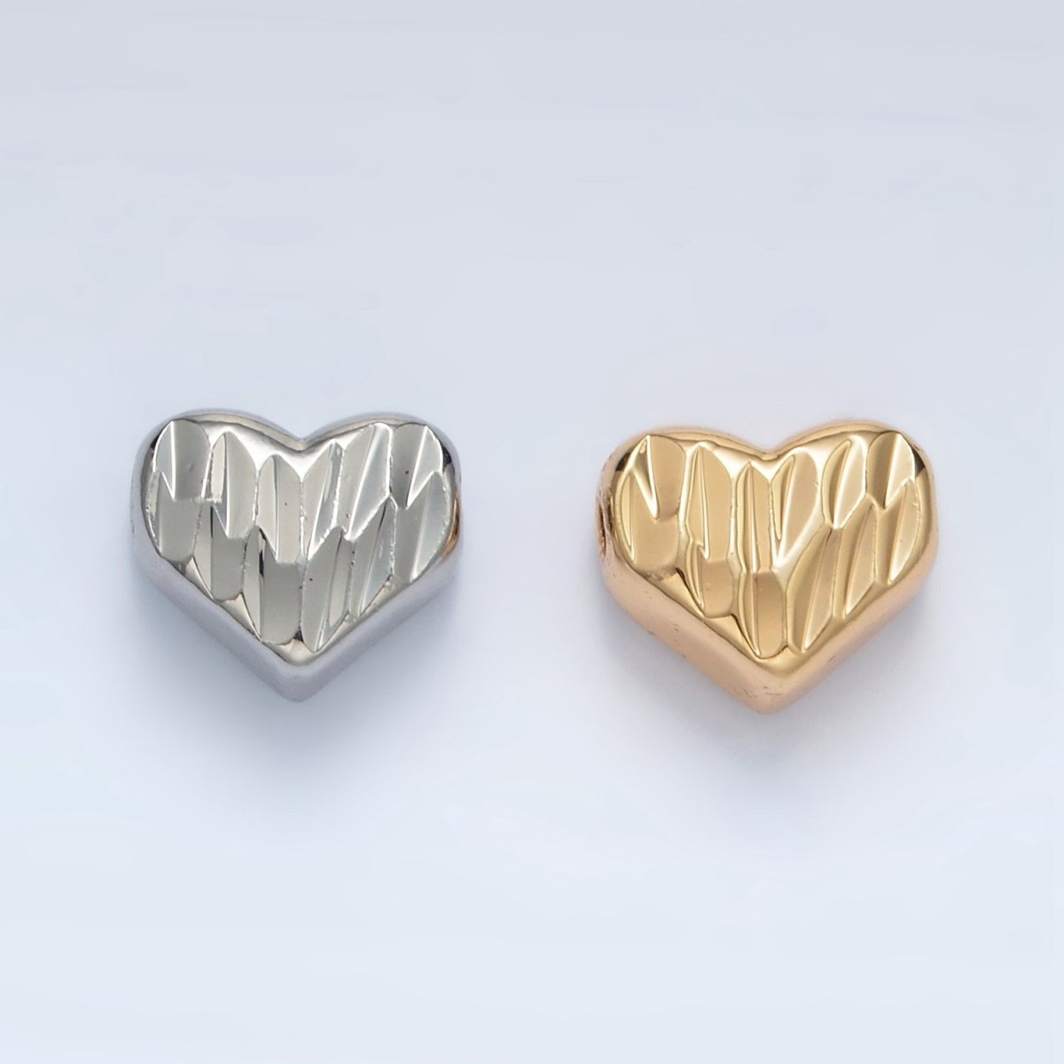 24K Gold Filled 9mm Dented Heart Bead in Gold & Silver | B353 - DLUXCA