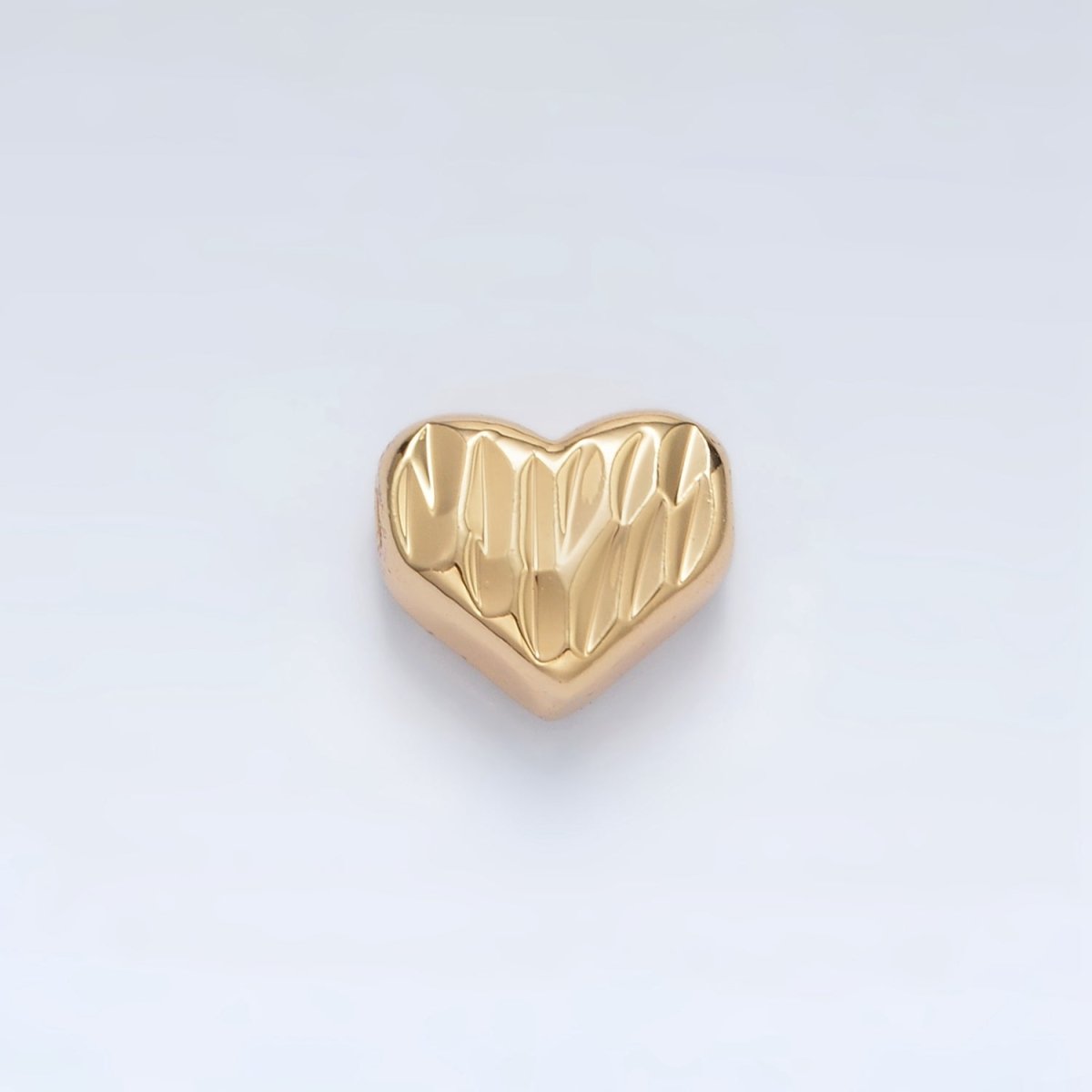 24K Gold Filled 9mm Dented Heart Bead in Gold & Silver | B353 - DLUXCA