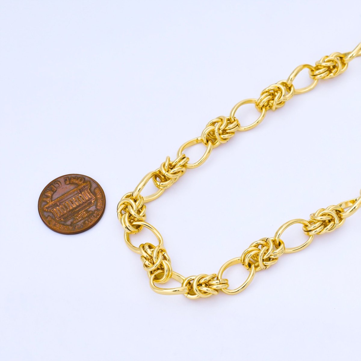 24K Gold Filled 9mm Knotted Rope Unfinished Chain by Yard | Roll - 1743 - DLUXCA