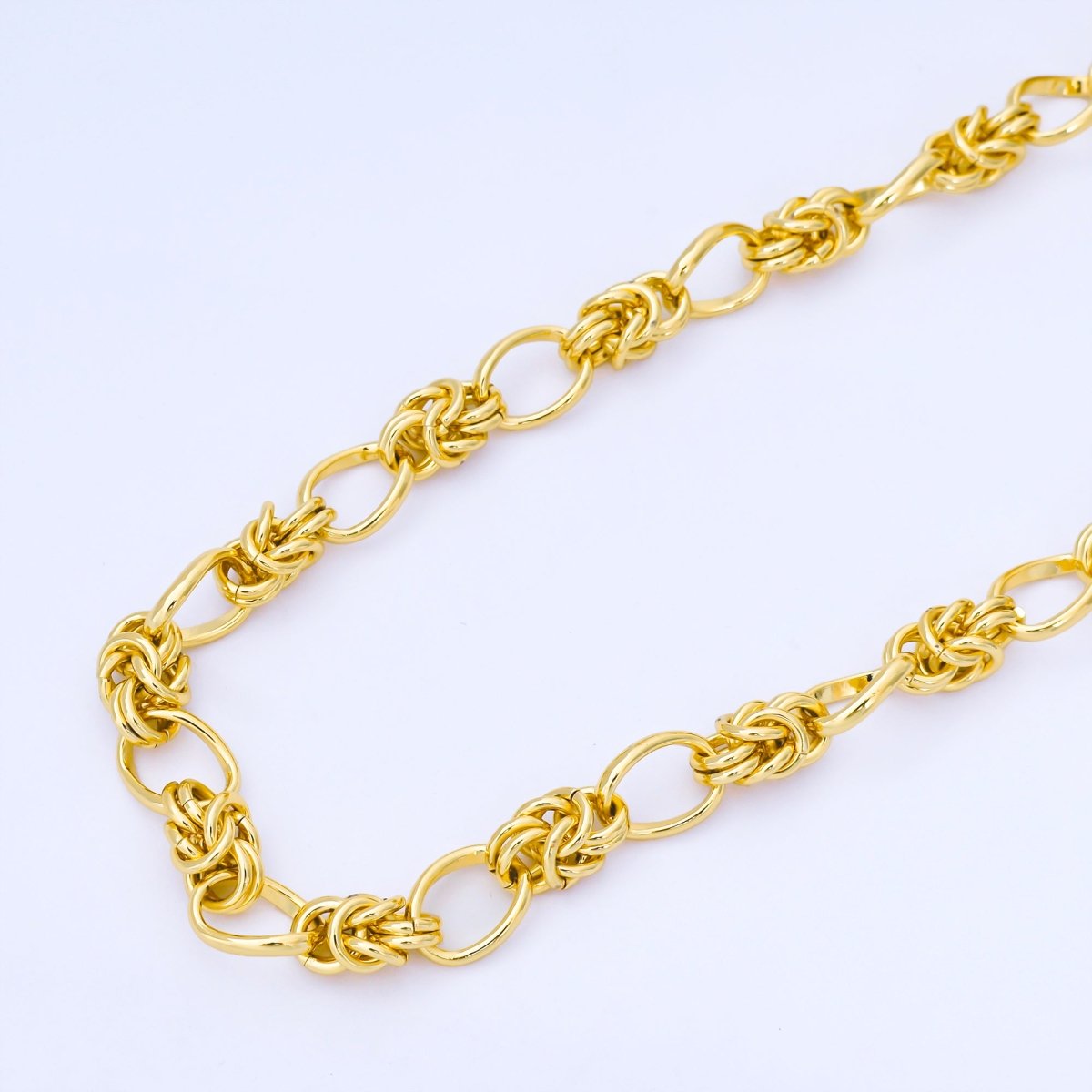 24K Gold Filled 9mm Knotted Rope Unfinished Chain by Yard | Roll - 1743 - DLUXCA
