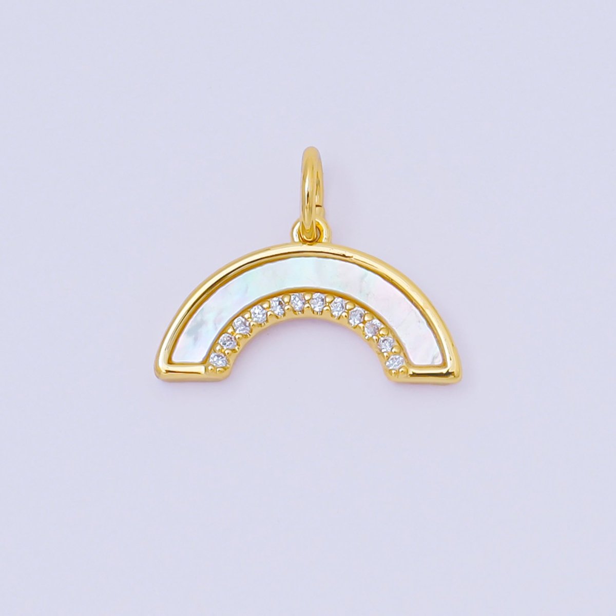 24K Gold Filled 9mm Micro Paved CZ Rainbow Shell Charm | AC1587 - DLUXCA