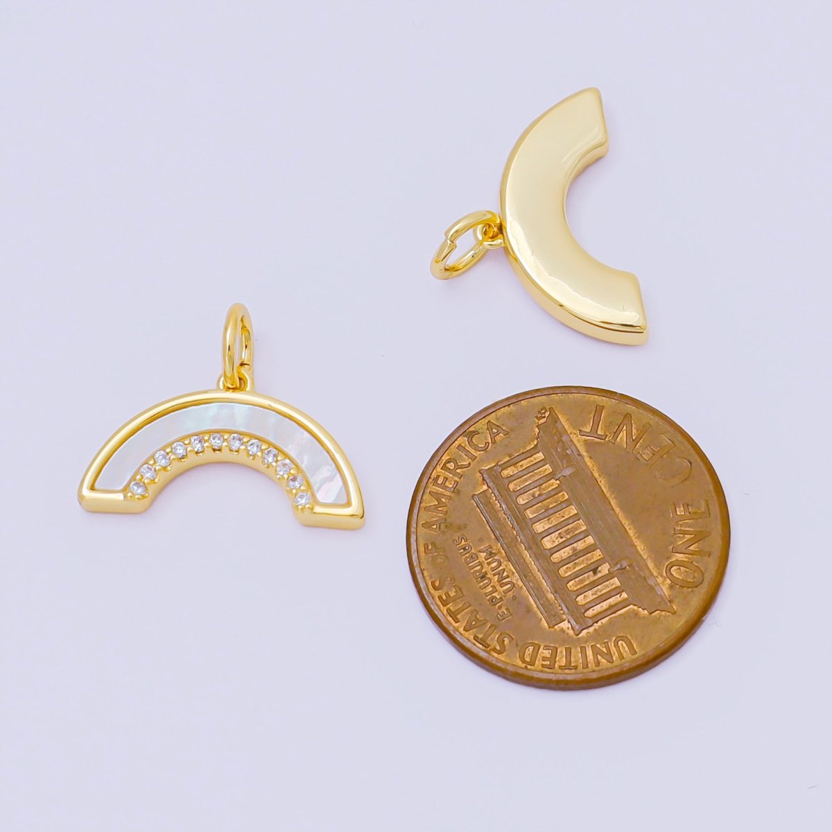 24K Gold Filled 9mm Micro Paved CZ Rainbow Shell Charm | AC1587 - DLUXCA