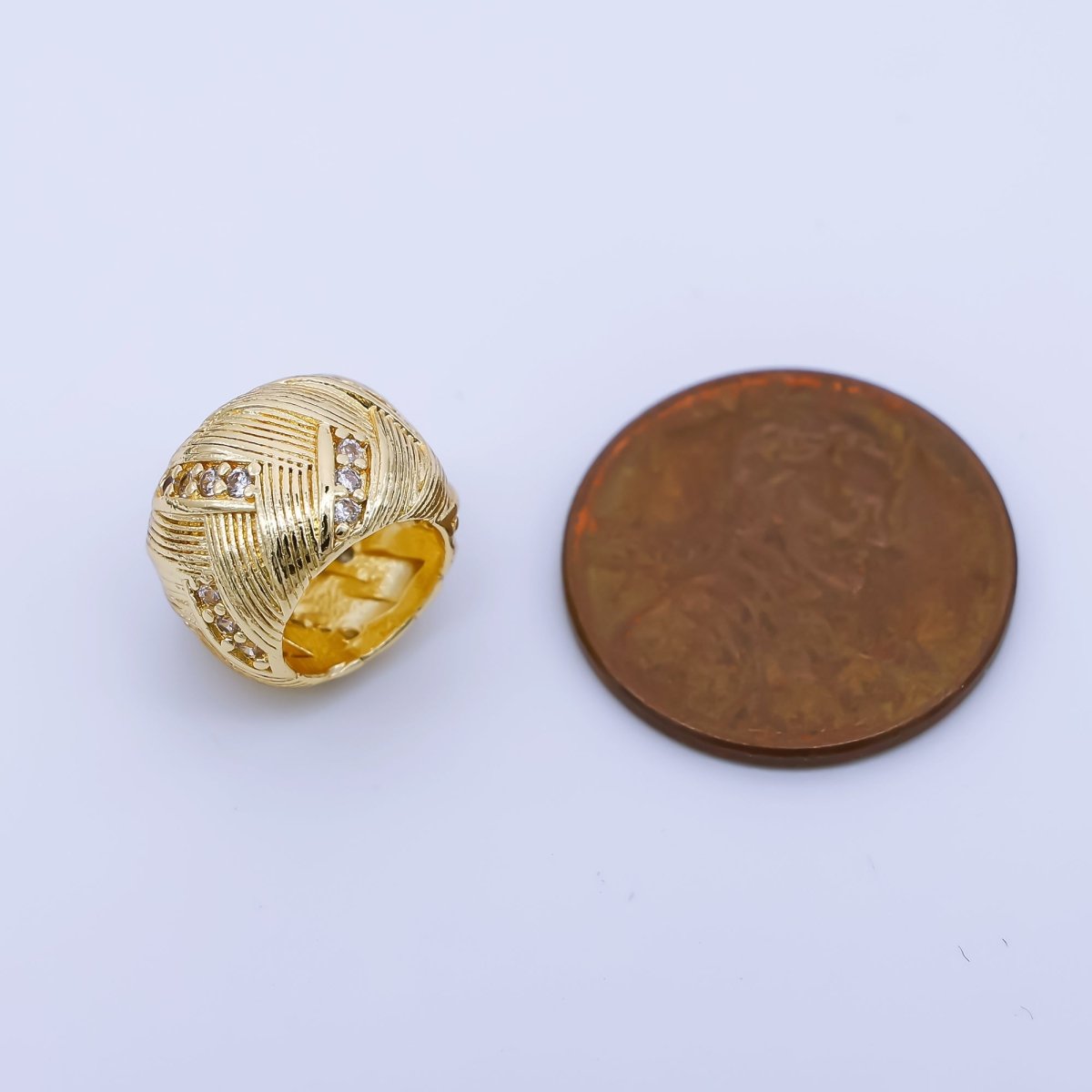 24K Gold Filled 9mm Micro Paved CZ Ribbed Textured Tube Bead Spacer | B479 - DLUXCA