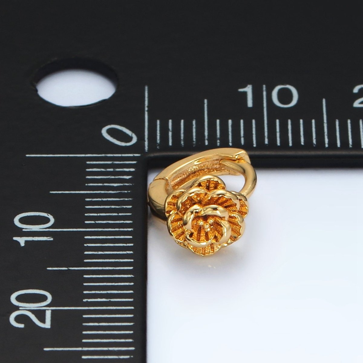 24K Gold Filled 9mm Rose Flower Cartilage Huggie Earrings | T213 - DLUXCA