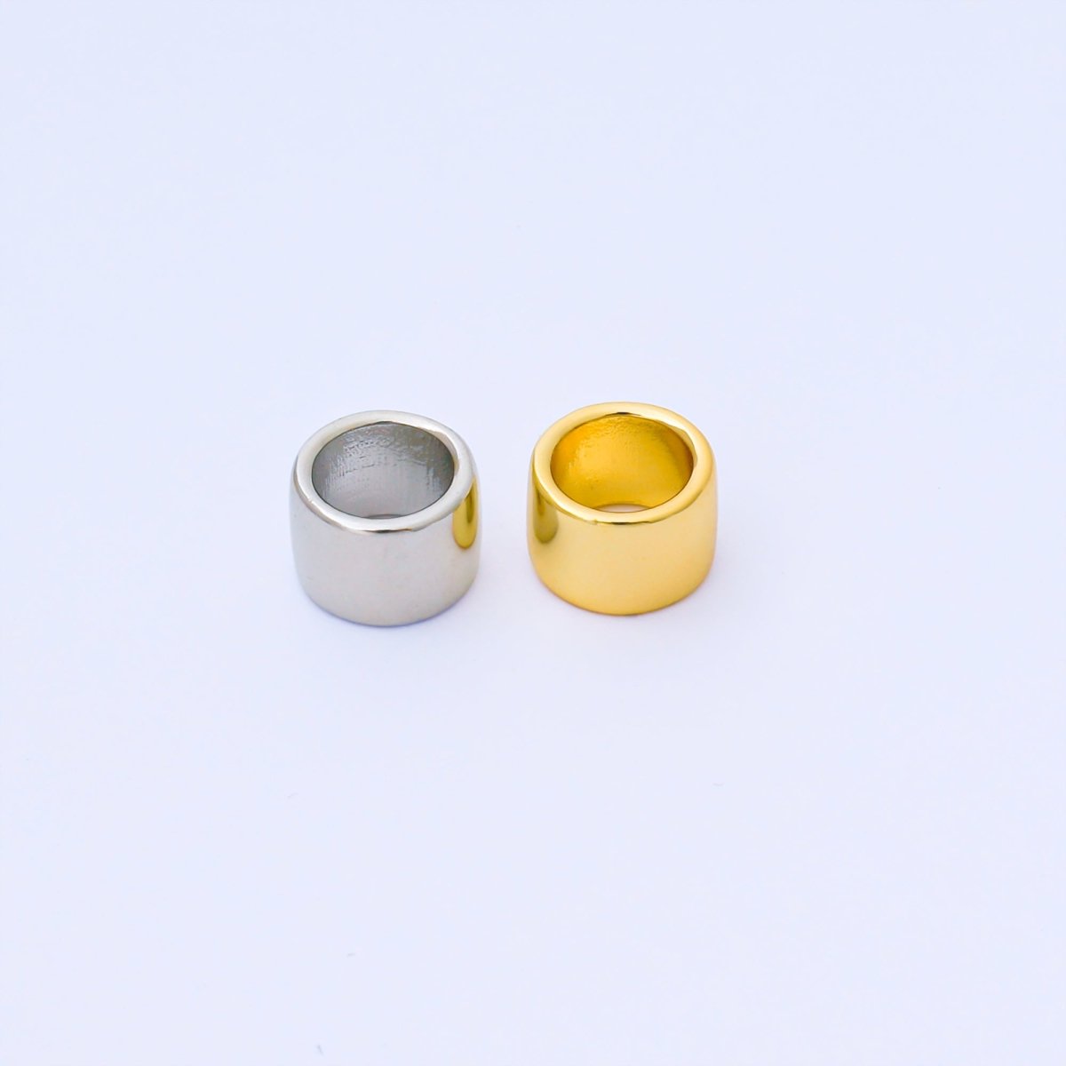 24K Gold Filled 9mm x 6mm Minimalist Wide Bead in Gold & Silver | B487 - DLUXCA