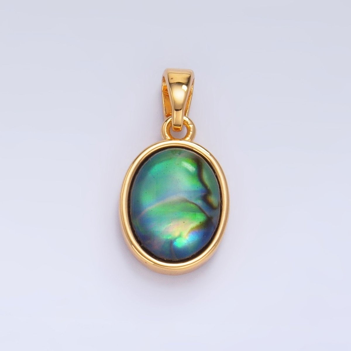 24K Gold Filled Abalone Gemstone Oval Pendant | AA1019 - DLUXCA