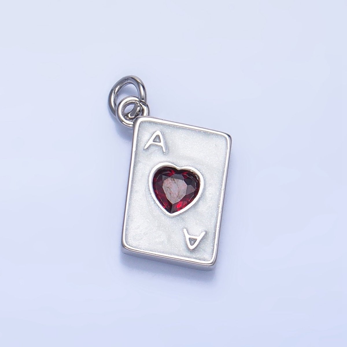 24K Gold Filled Ace of Hearts Cards CZ Enamel Charm in Gold & Silver | W008 - DLUXCA