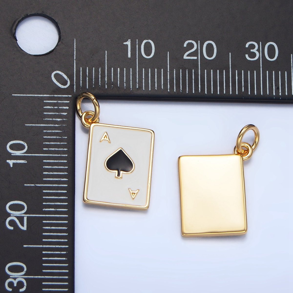 24K Gold Filled Ace Playing Cards Enamel Mini Charm | X879 - X882 - DLUXCA