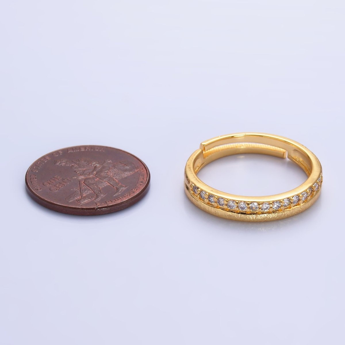 24K Gold Filled Adjustable Band Ring with Micro Pave | O - 334 - DLUXCA