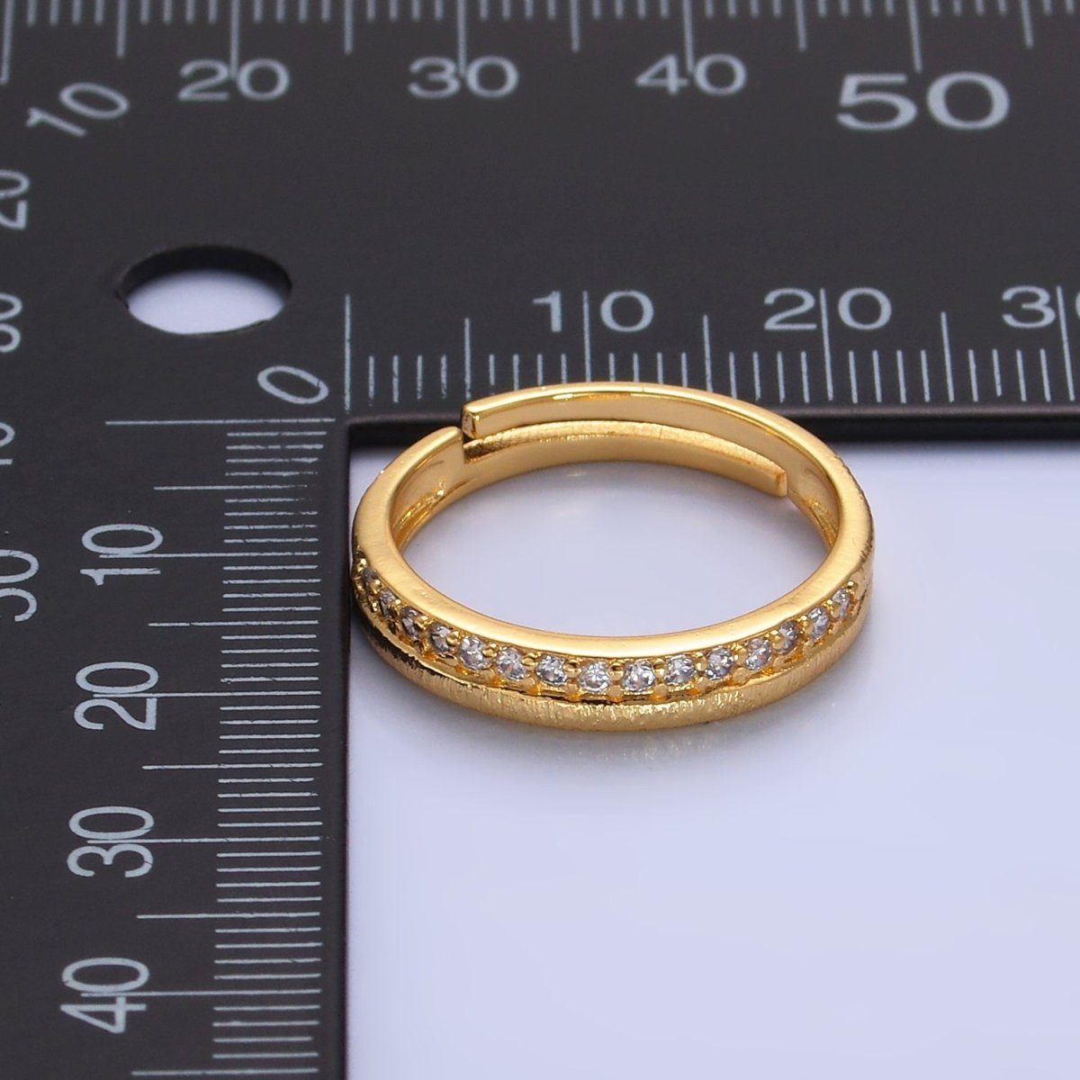 24K Gold Filled Adjustable Band Ring with Micro Pave | O - 334 - DLUXCA
