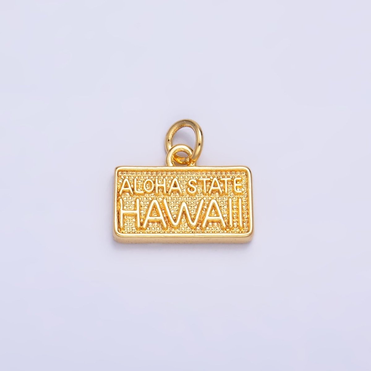 24K Gold Filled "ALOHA STATE: HAWAII" Script License Plate Charm in Gold & Silver | W284 - DLUXCA